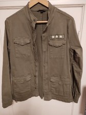 Military Look Damen Hemd Jacke Army Style mit Nieten khaki grün Gr. XS/34  