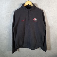 Vintage Nike Bauer Canada Fleece 1/4 Zip Sweatshirt Men’s medium Black Swoosh