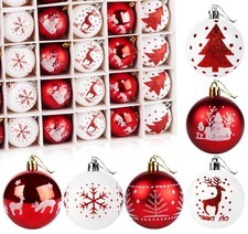 30pcs Weihnachtskugeln Kunststoff Ø6cm Rot+Weiß Weihnachtsdeko Christbaumschmuck