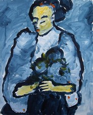 Unbekannt gouache frau mit - -,