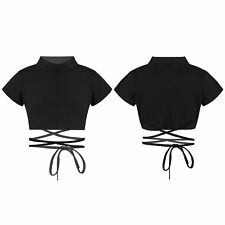 Mädchen Crop Top Fitness Jazz Tanz Ballett Shirt Sport T-Shirt Kurzarm Unterhemd