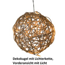 Dekokugel mit Lichterkette Deko Kugel Leuchte Rattan Weide Beleuchtung 