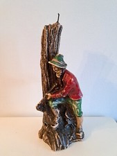 Alte Kerze - Wachsfigur - Wachkunst - Jäger am Baum - H 29 cm