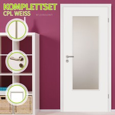 HORI Glastür Komplettset Zimmertür inkl. Türgriff + Zarge - Glatt CPL