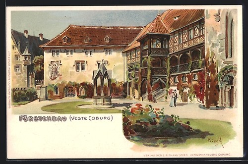 Lithographie coburg hof der - hof,