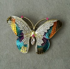 Schmetterling Brosche Gold Glitzer Multicolor Bunt Schmetterlinge Auferstehung