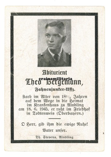 Orig sterbebild fahnenjunker - sterbebild,