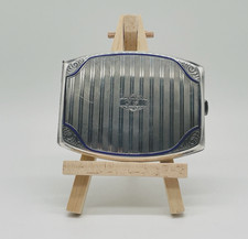 Tolles 935er Silber Jugendstil Zigaretten Etui  blaue Emaille - restvergoldet