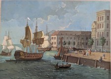 Belebter hafen mit - belebter,