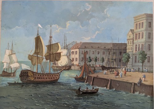 Belebter hafen mit - belebter,
