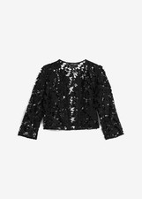 Neu Spitzen- Bolero Gr. 42 Schwarz Damen 3/4 Arm Party-Blusenbolero