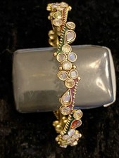 Vintage indischer Armreif, Bollywood, vergoldet, Blütenornamente und Emaile