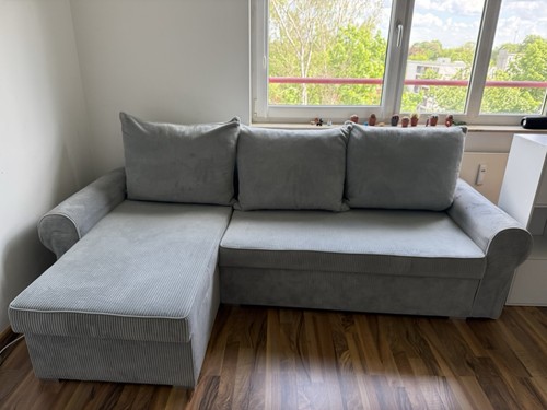 Ecksofa grau mit bettfunktion - ecksofa,