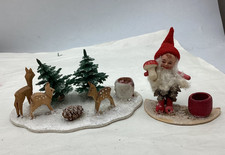 antikes Zapfen Wichtel u. Rehe Pilz Holz Watte Zapfen 