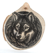 Kühlschrankmagnet Wolf Brandmalerei Tier 6-7cm Bild Holzbild pyrography