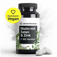Biotin Zink Selen Komplex hochdosiert 365 Tabletten vegan - NATURAL ELEMENTS