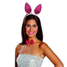 KARNEVAL FASCHING KOSTÜM ZUBEHÖR BUNNY HASEN SET PINK/WEIß MIT PAILETTEN NEU