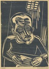 Conrad Felixmüller - Der Revolutionär im Kerker - Holzschnitt 1919