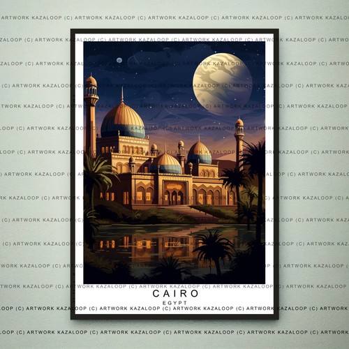 Kairo nacht poster ungerahmt - kairo,