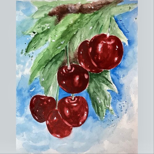 Aquarell kirschen malerei - aquarell,