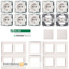 Spar-Set JOY reinweiß ELSO mit Steckdosen, Schalter, Rahmen