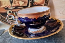 Weimar Porzellan Mokkagedeck Sammelgedeck Gedeck Kobalt Golddekor selten