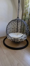 Hängekorbsessel für Katzen / graues Korbgeflecht / inkl. Kissen