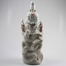 Kuan Yin Kermikfigur "9 Drachen", Guan Yin Statue, Guanyin Porzellan Figur weiß