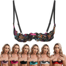 DE Damen 1/4 Cup Push Up Bra Bralette Spitze Büste BH Träger Dessous Unterwäsche