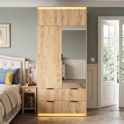 Led kleiderschrank mit spiegel - led,