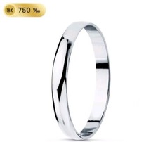 Ehering Weißgold 18K 750 Mls. Glatt 2,5 Mm. Größe 22