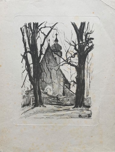 Lithografie haus mit - lithografie,