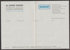 St. Blasien 1962 " Heimatbeleg " mit Geschäftsbogen von Ing. Alfred Schmidt