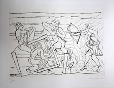 Eduard Bargheer: Radierung. Odysseus erschießt die Freier, signiert 1972