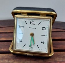 Blessing Reisewecker 2 Rubis Alarm Clock Aufziehwecker GETESTET Schwarz Gold 7cm