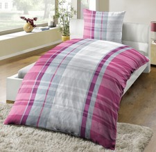 BIBER Flanell Warme Winter Bettwäsche 135x200  Baumwolle Mischgewebe Grau Lila