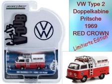 VW T2 Doppelkabine Pritsche RED CROWN Greenlight im Maßstab 1:64 Limitiert NEU