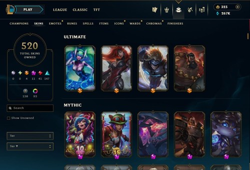 Lol account euw 520 - skins, |