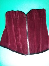 Samt Corsage/Korsett mit Stäbchen, Vollbrust, bordeaux, passend für Gr. 34/36