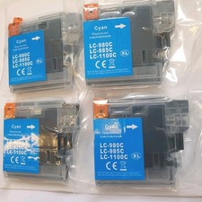 4 Druckerpatronen XL CYAN / BLAU kompatibel für Brother LC980 C LC985 C LC1100 C