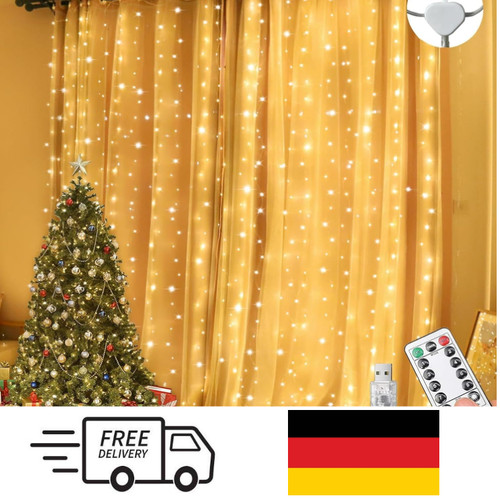 Led lichterkette vorhang 3x3m - led,