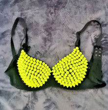 Set 2 x NEON Nieten-BH,  pink gelb, Techno, Rave, Club,Industrial, HOT!