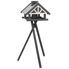 Massives Vogelhaus Tolga mit Ständer Grau Weiß 135cm Metalldach Vogel Futterhaus