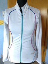 Sportjacke/Tennisjacke von RONO weiß Gr.M (38)  mit Ziernähten in türkis/pink