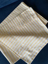 Kopfkissen Bezug Kissen 43x62 cm Baumwolle Weiß Gelb Streifen Knöpfe  Vintage