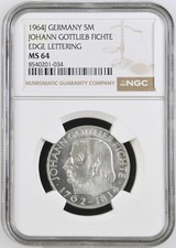 VALORIS BRD 1964 J 5 D-Mark Johann Gottlieb Fichte NGC MS 64