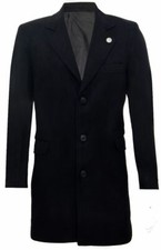 Herren 3/4 lang schwarz Wolle Crombie Mantel Jacke Peaky Blinders Slim Fit Coat 