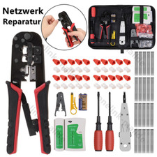 147tlg Netzwerk Reparatur Werkzeug Set Crimpzange LAN Kabeltester für RJ45 RJ11