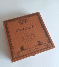 EMPTY A.E. DOR COGNAC Box Borderies Champagne Kiste Wooden Vintage Deko Holz