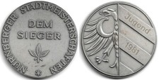 Medaille Nürnberger Stadtmeisterschaften 1981 Dem Sieger Material unklar 50 mm,